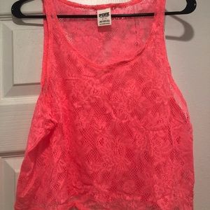 Pink Victoria secret pink lace crop top